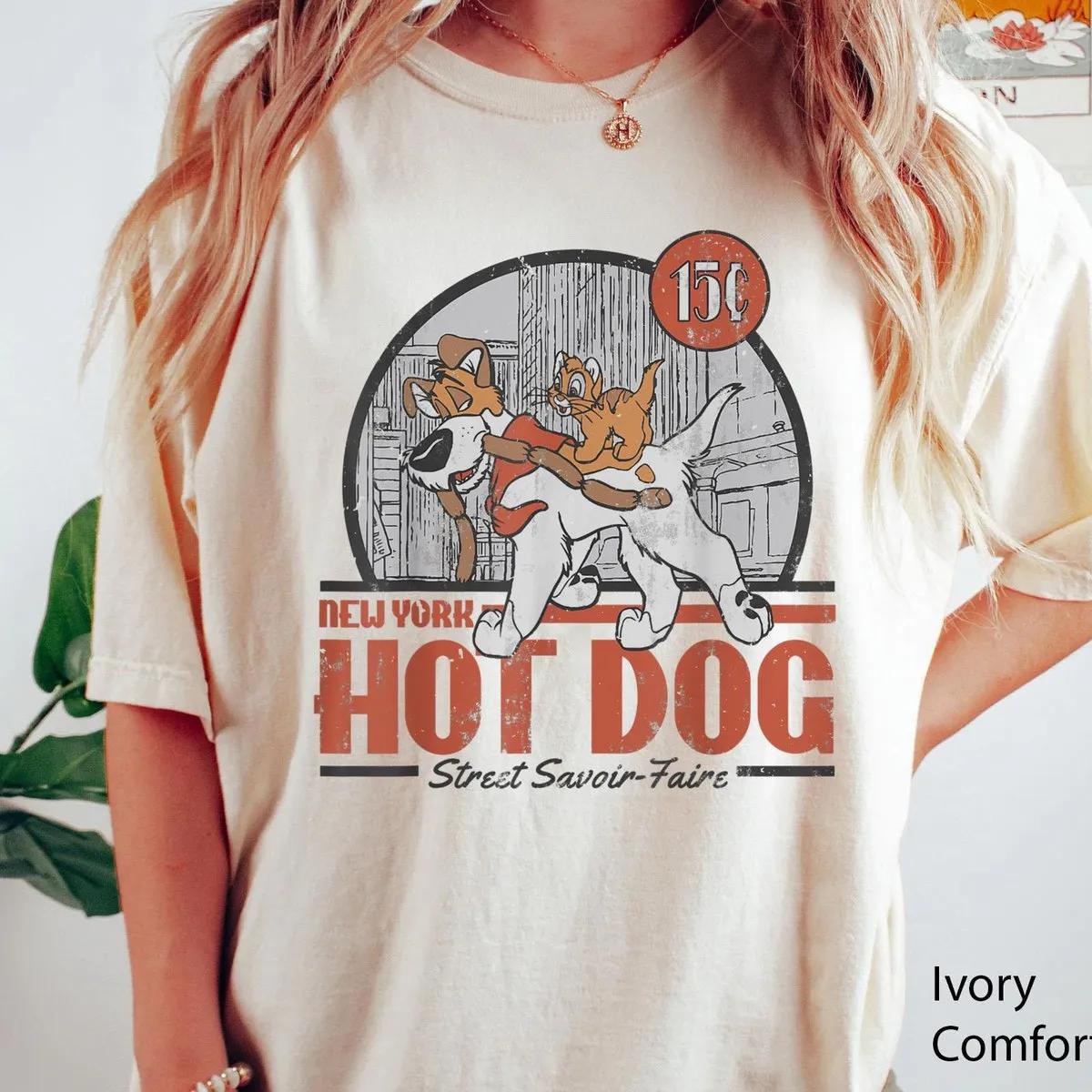 Retro 90S Oliver and Company New York Hot Dog Disney Shirt 2