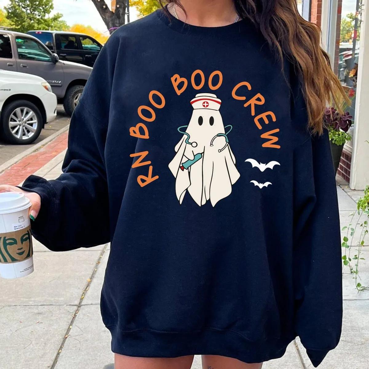 Rn Nurse Boo Crew Halloween Shirt 5