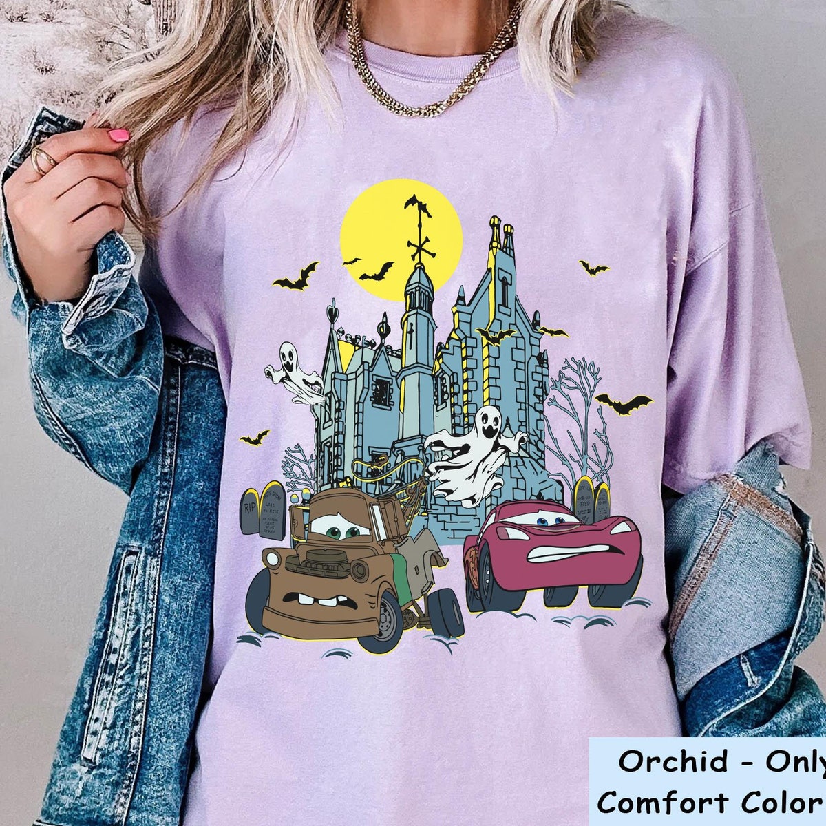 Scary Lightning Mcqueen Tow Mater The Haunted Mansion Disney Shirt 2