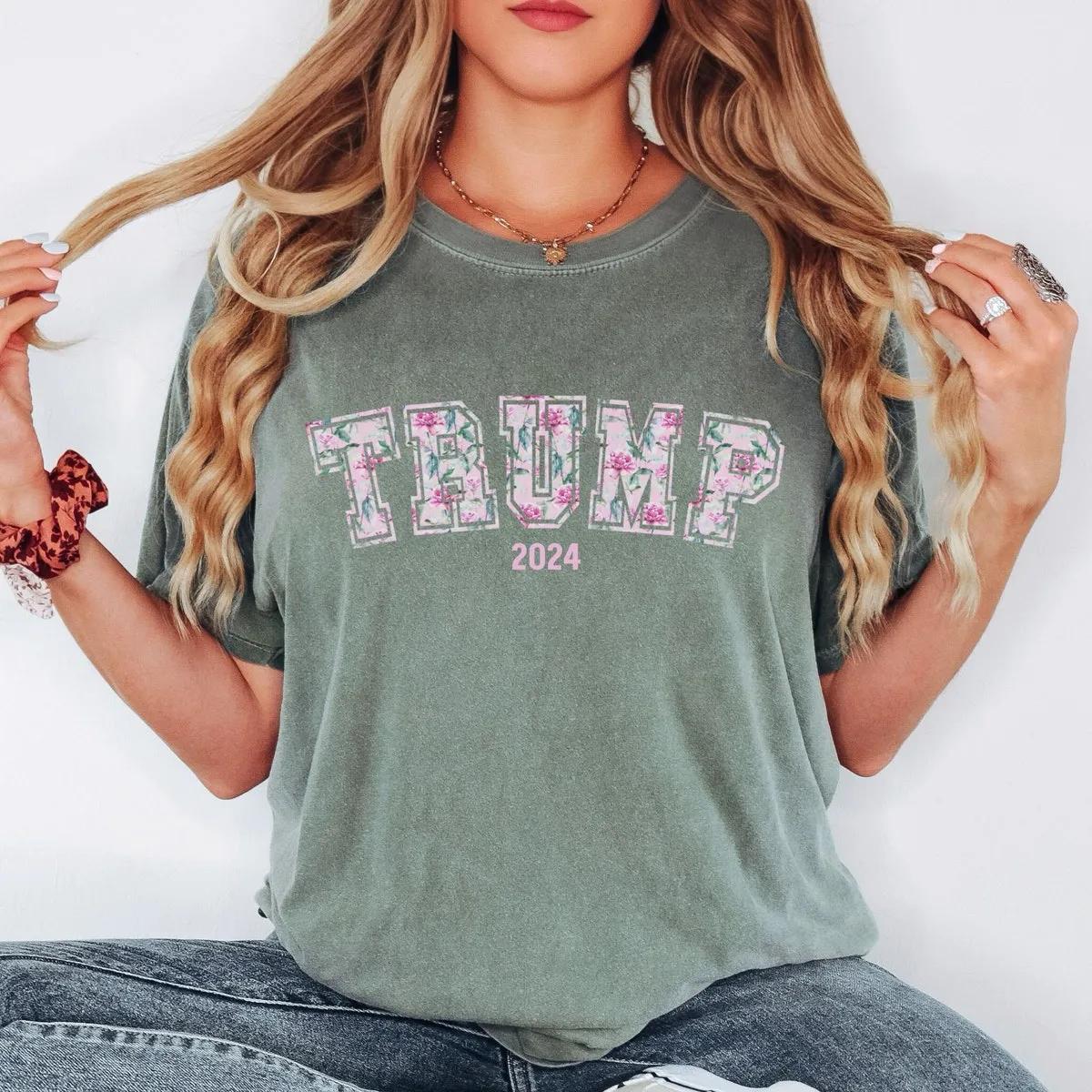 Soft Girl Aesthetic Trump Shirt Aesthetic Soft Girl Trump Varsity Floral Tee 4