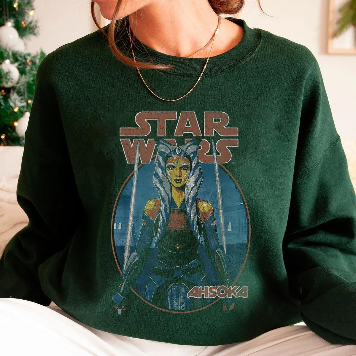 Star Wars Classic Ahsoka Tano Twin Sabers Vintage Portrait Shirt 4 1