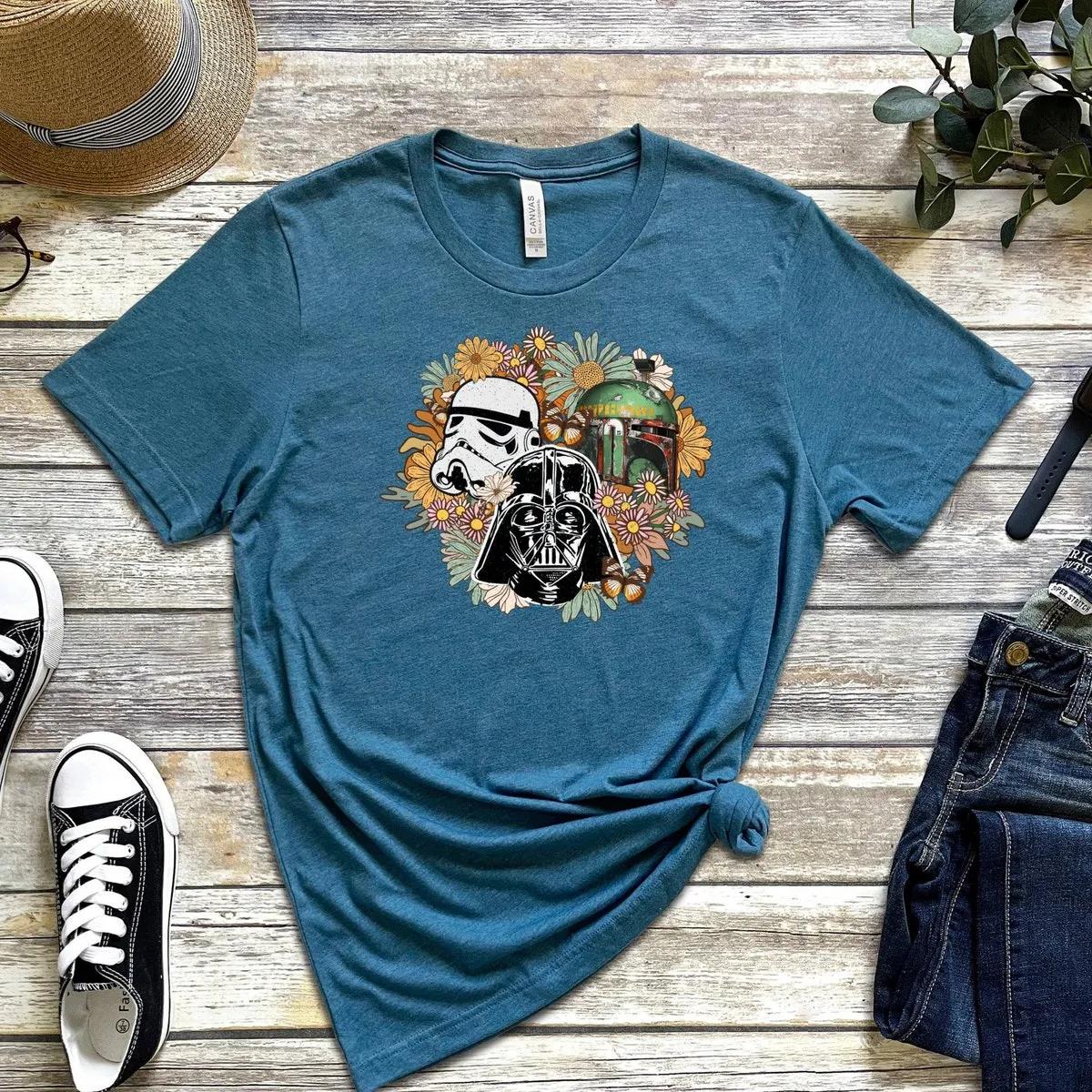 Star Wars Disney Shirt Floral Darth Vader Stormtrooper Mandalorian Tee 4 1