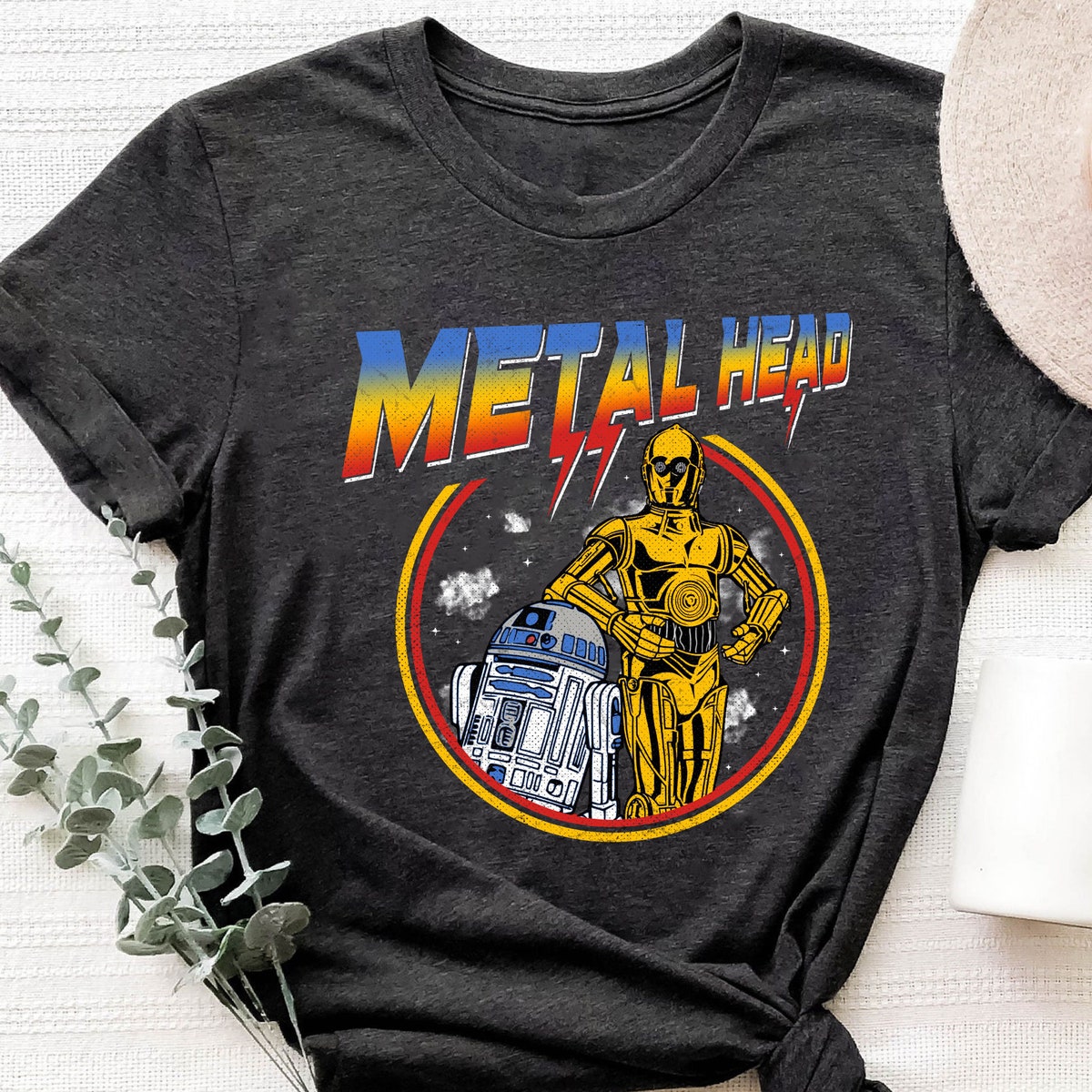 Star Wars Rock Band Music BB8 R2 D2 Metal Head Shirt 2