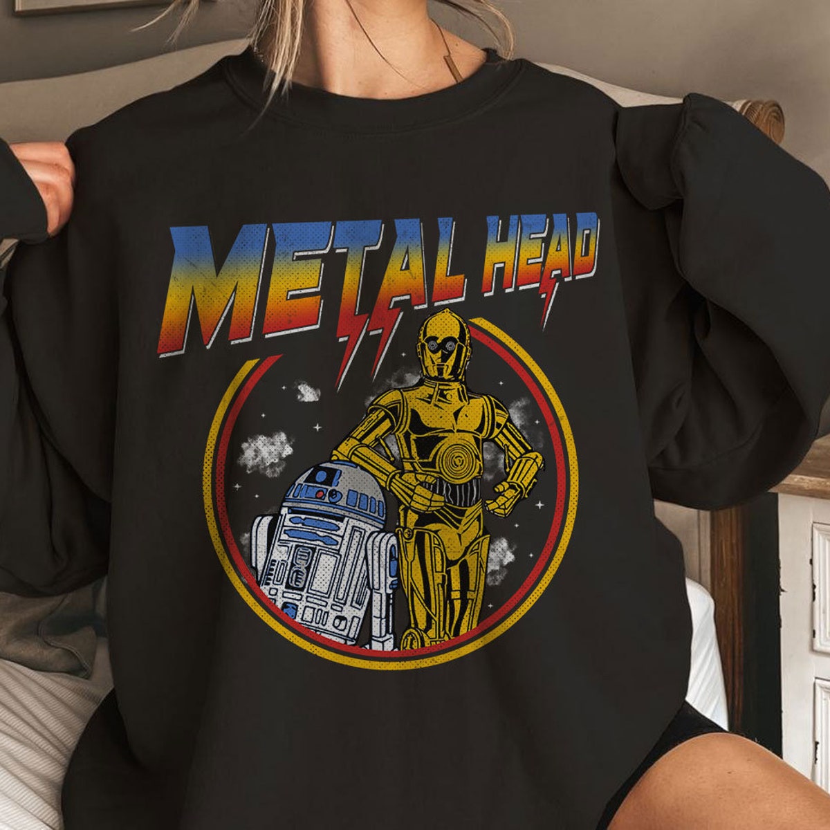 Star Wars Rock Band Music BB8 R2 D2 Metal Head Shirt 4