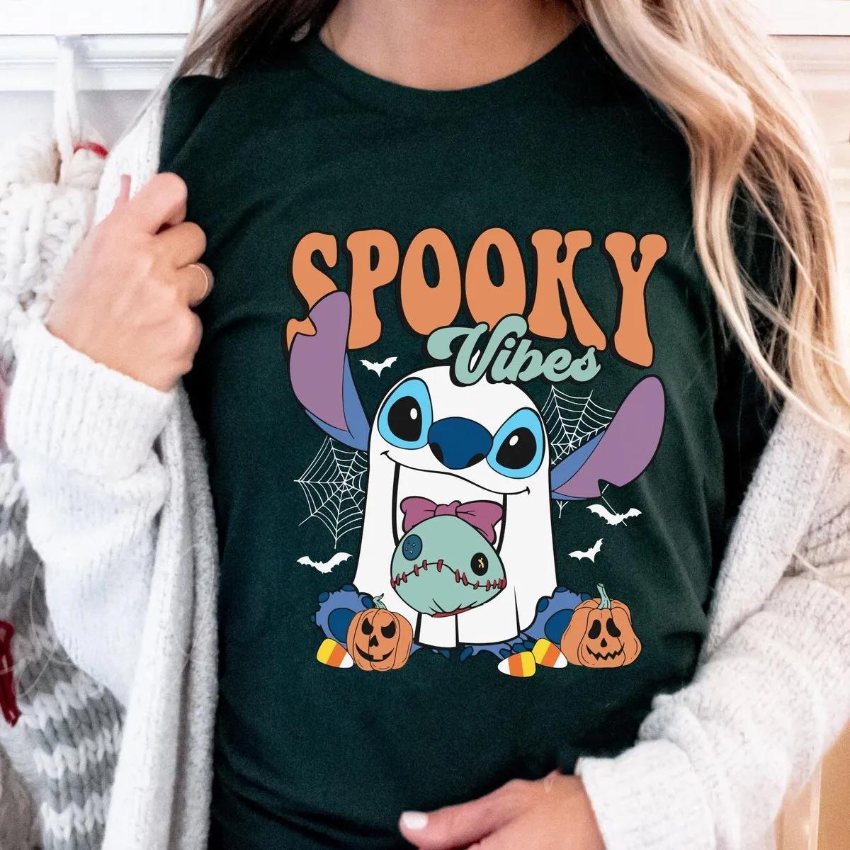 Stitch Boo Ghost with Scrump Spooky Vibes Halloween Shirt 2