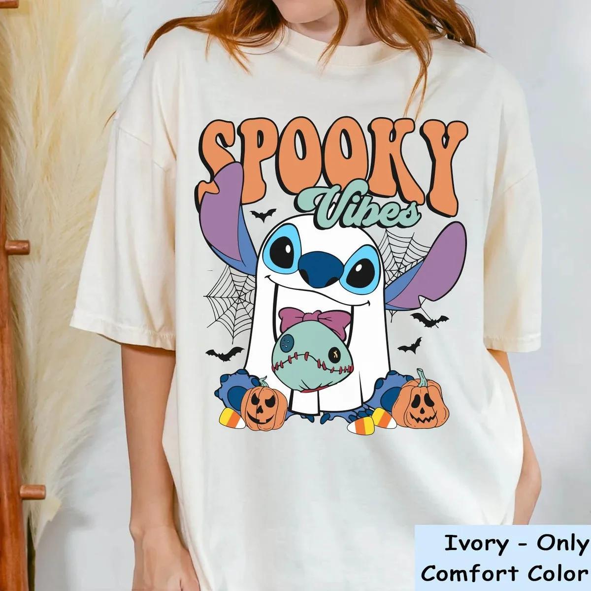 Stitch Boo Ghost with Scrump Spooky Vibes Halloween Shirt 3