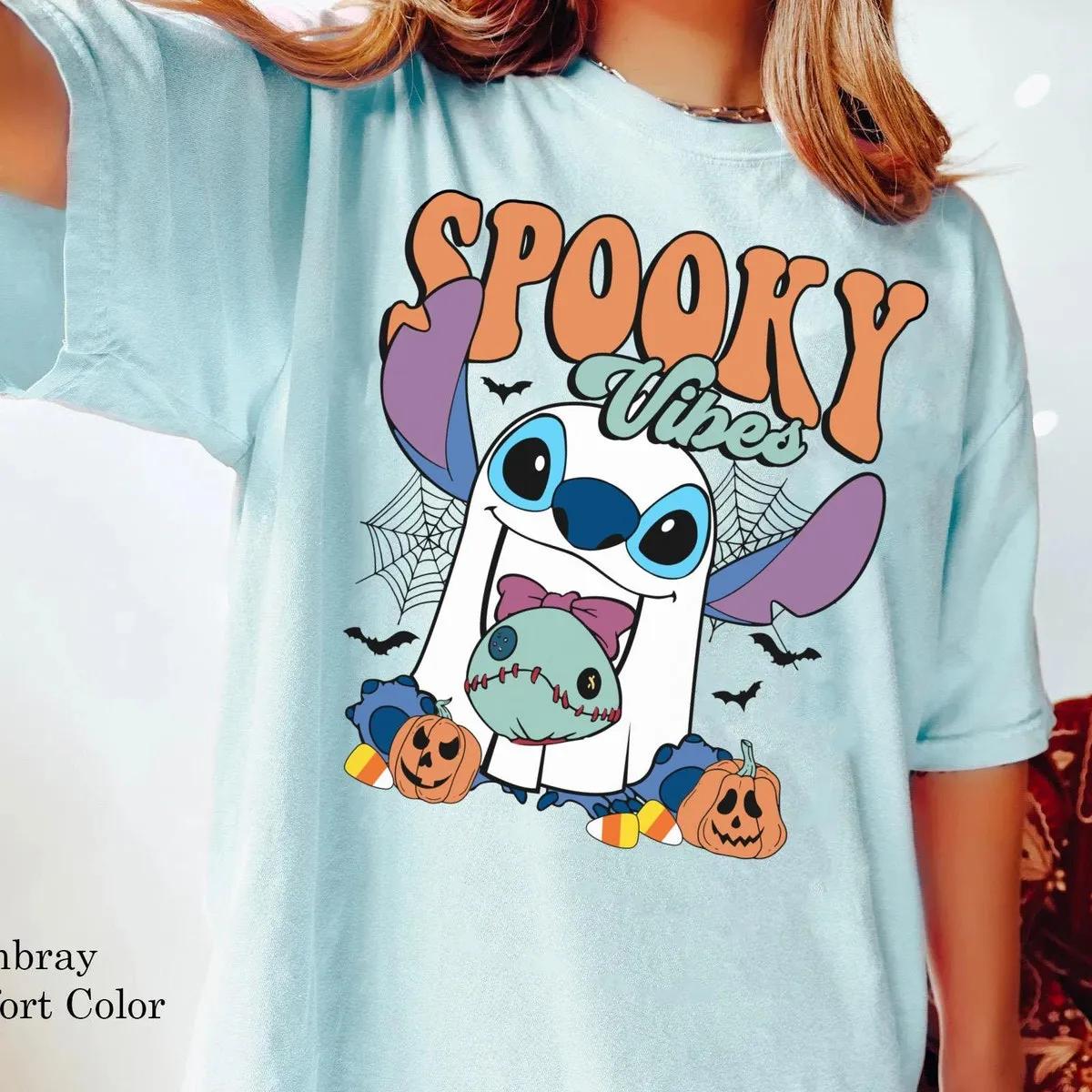 Stitch Boo Ghost with Scrump Spooky Vibes Halloween Shirt 5