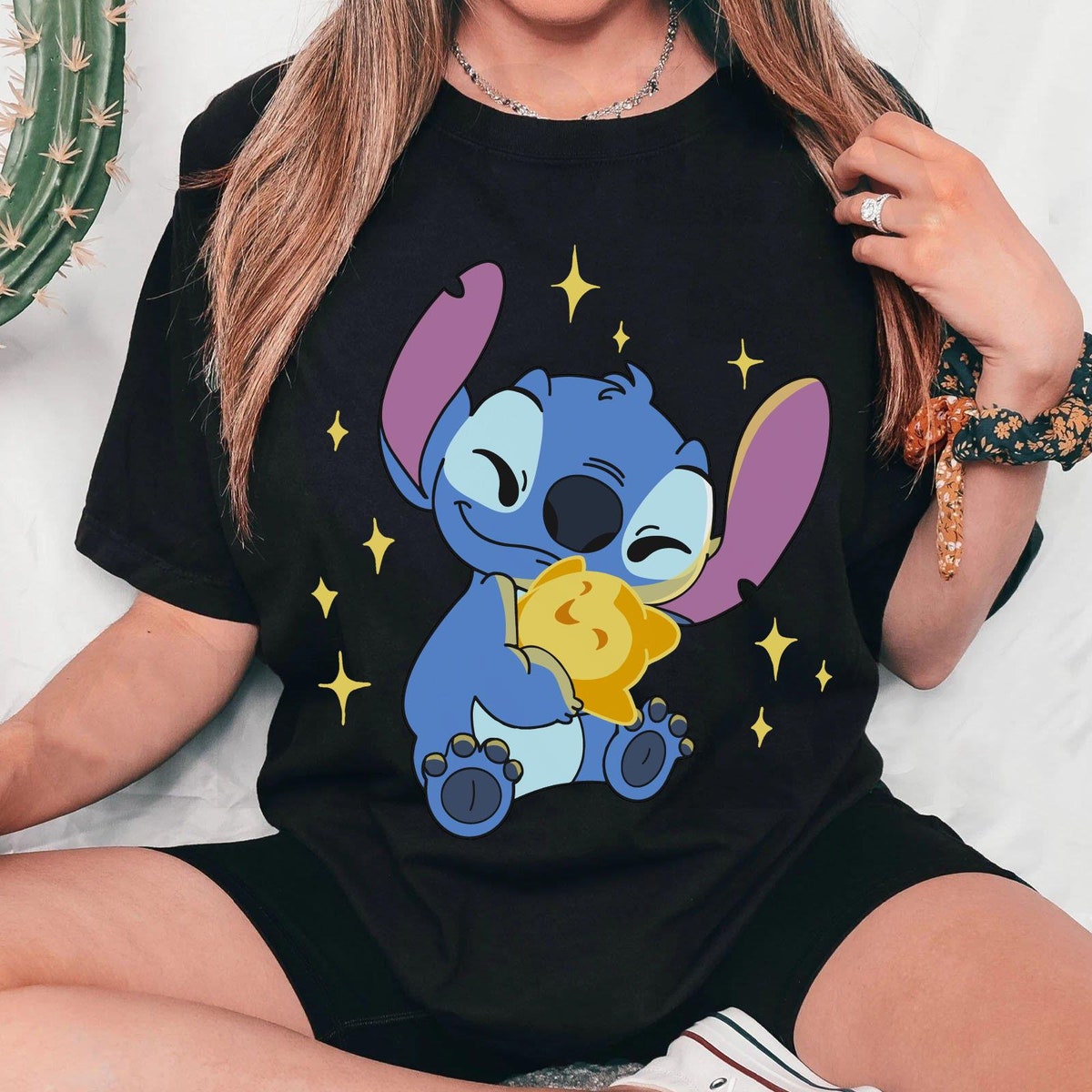 Stitch Hugging Wish Star Disney Shirt 1