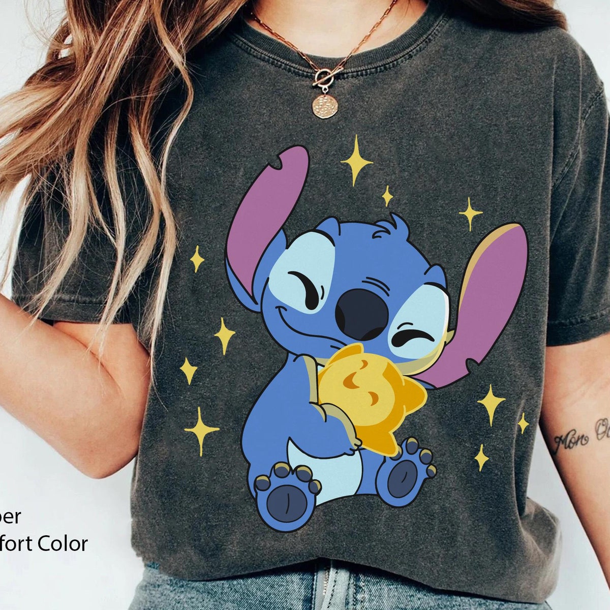 Stitch Hugging Wish Star Disney Shirt 4