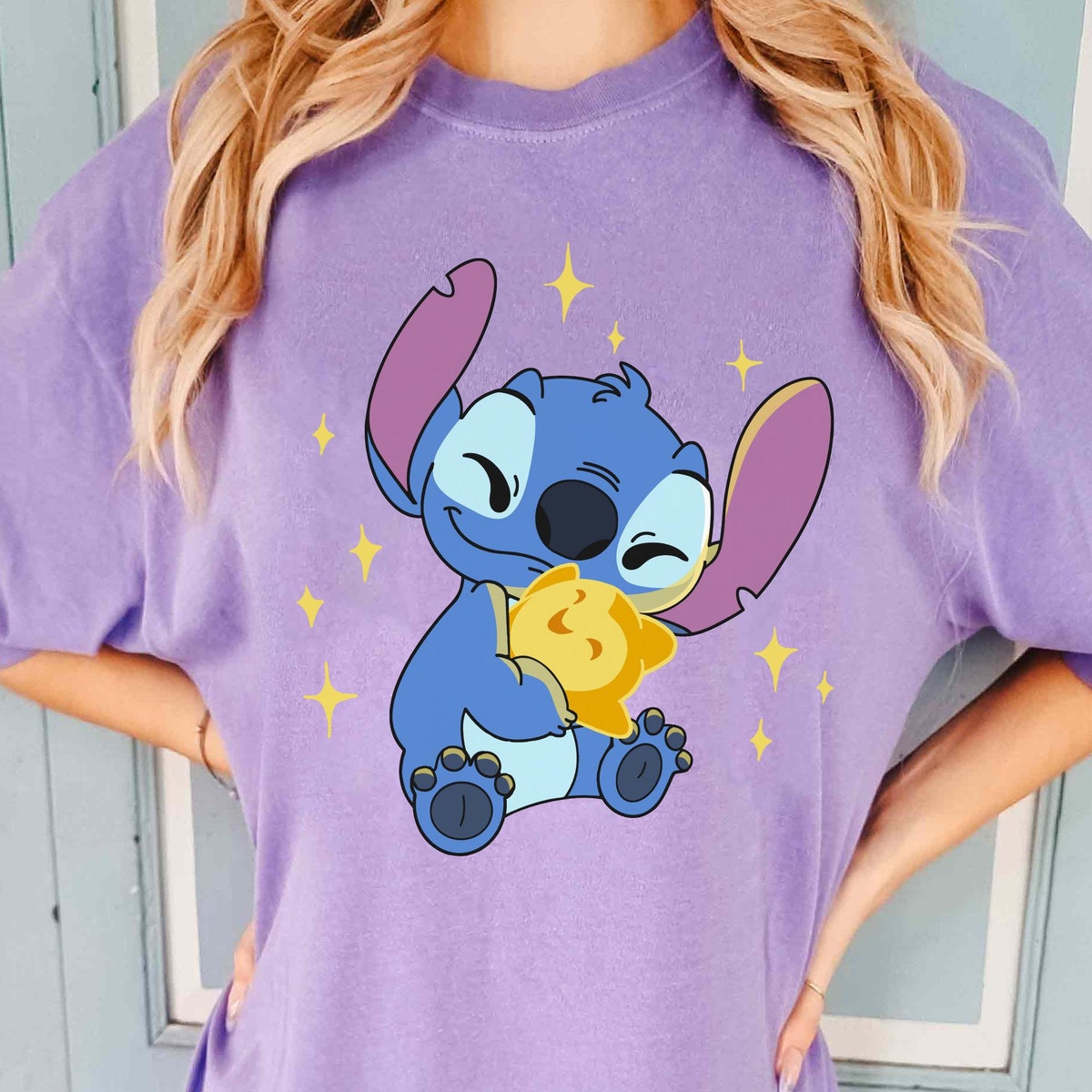 Stitch Hugging Wish Star Disney Shirt 6