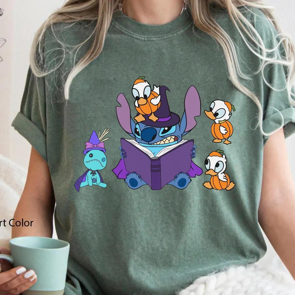 Stitch Witch Spooky Pumpkin Duck Scrump Shirt 3