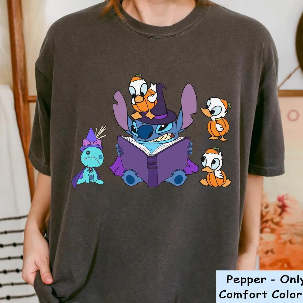 Stitch Witch Spooky Pumpkin Duck Scrump Shirt 5