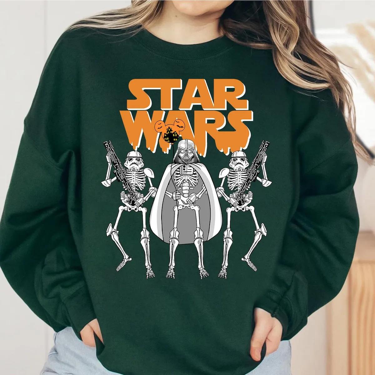 Stormtrooper Darth Vader Skeleton Ghosts Star Wars Halloween Shirt 3