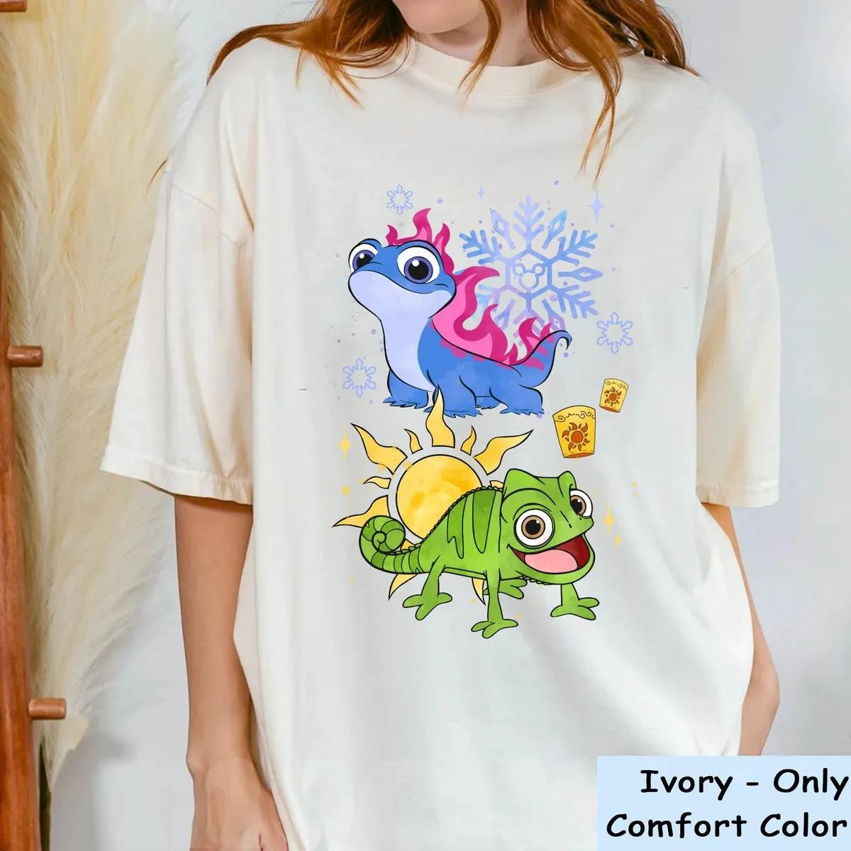 Tangled Pascal Lantern Sun And Frozen Bruni Snow Shirt 1