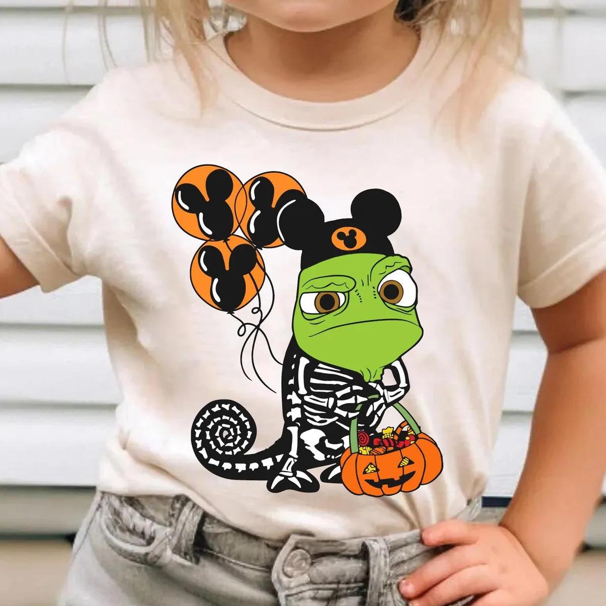 Tangled Pascal Skeleton Costume with Halloween Balloon Pumpkin Shirt 3