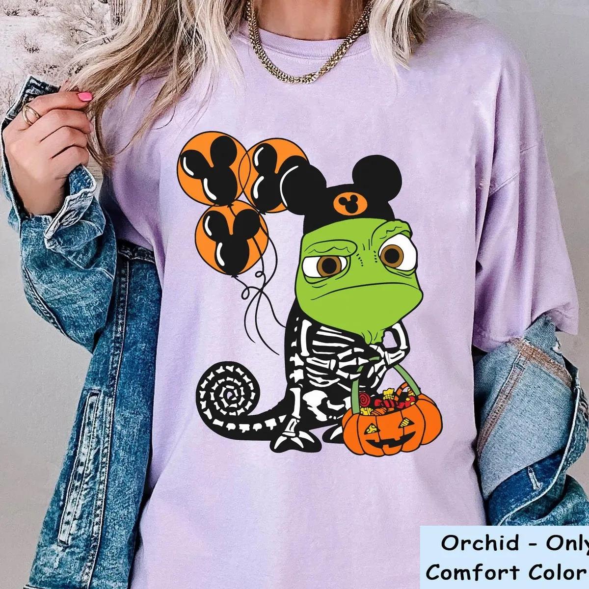 Tangled Pascal Skeleton Costume with Halloween Balloon Pumpkin Shirt 5