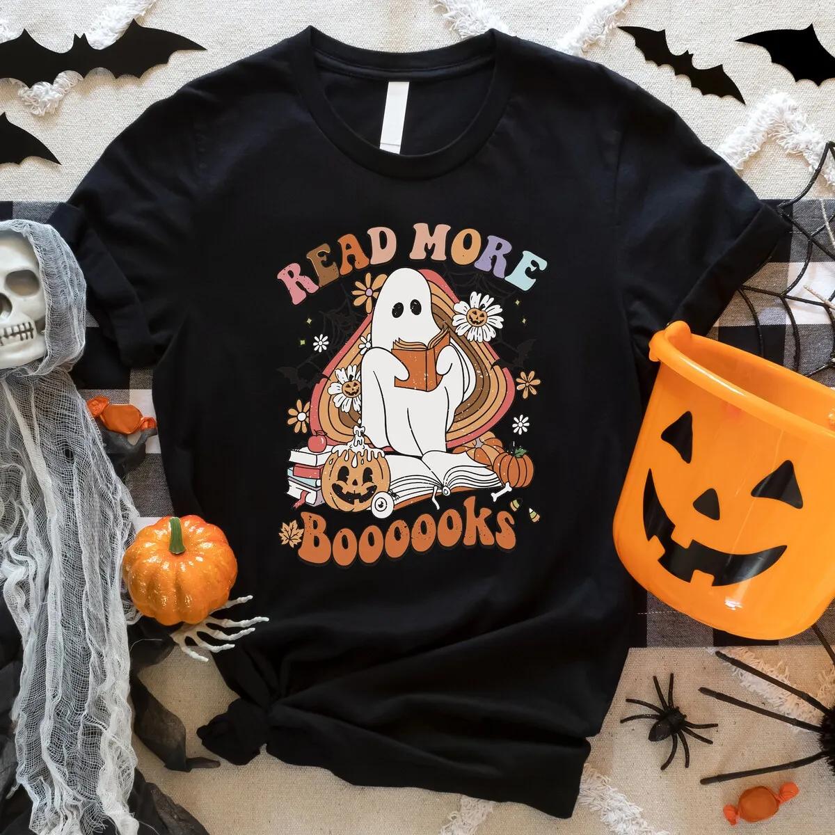 Teacher Halloween Shirt Read More Books Spooky Teacher Ghost Tee 2