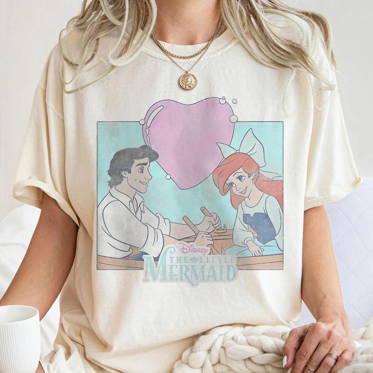 The Little Mermaid Eric and Ariel Heart Portrait Disney Shirt 1 1