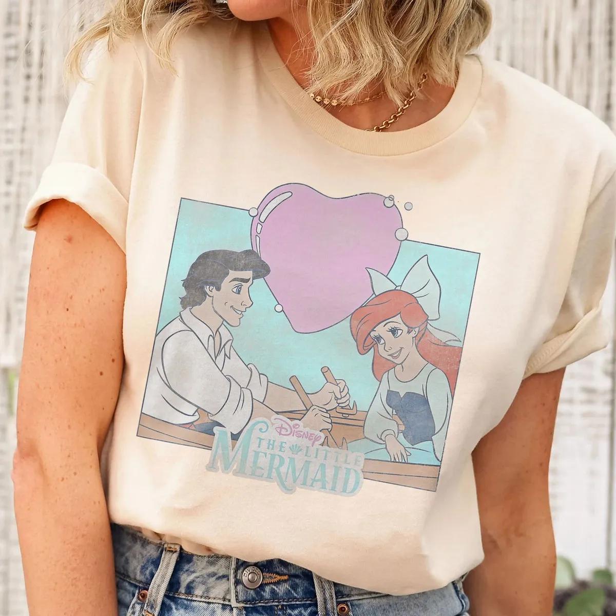 The Little Mermaid Eric and Ariel Heart Portrait Disney Shirt 2 1