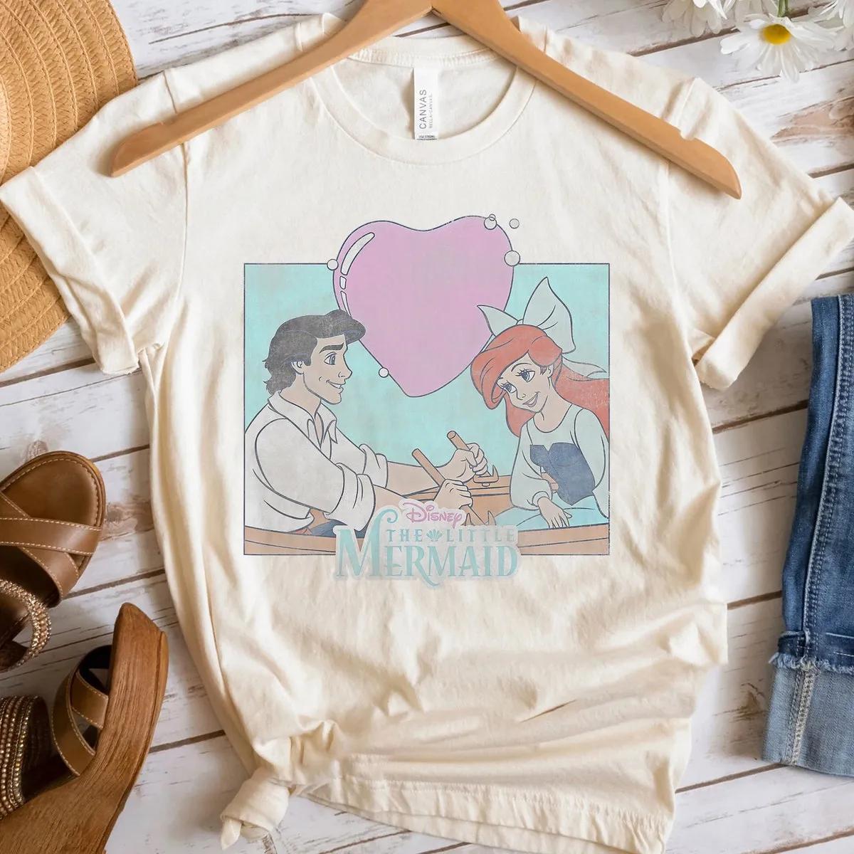 The Little Mermaid Eric and Ariel Heart Portrait Disney Shirt 5 1