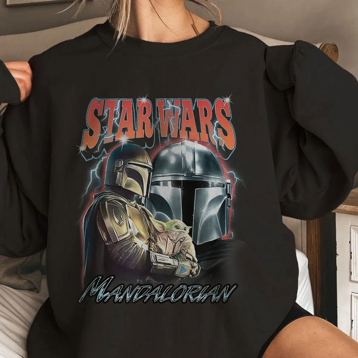 The Mandalorian Retro Metal Grogu Din Poster Shirt 4 1