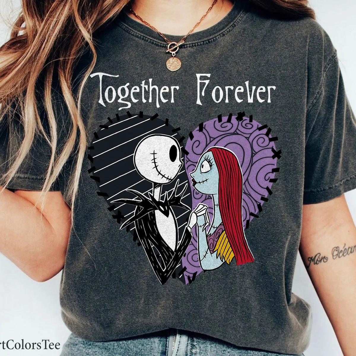 The Nightmare Before Christmas Jack and Sally Together Halloween Shirt 1