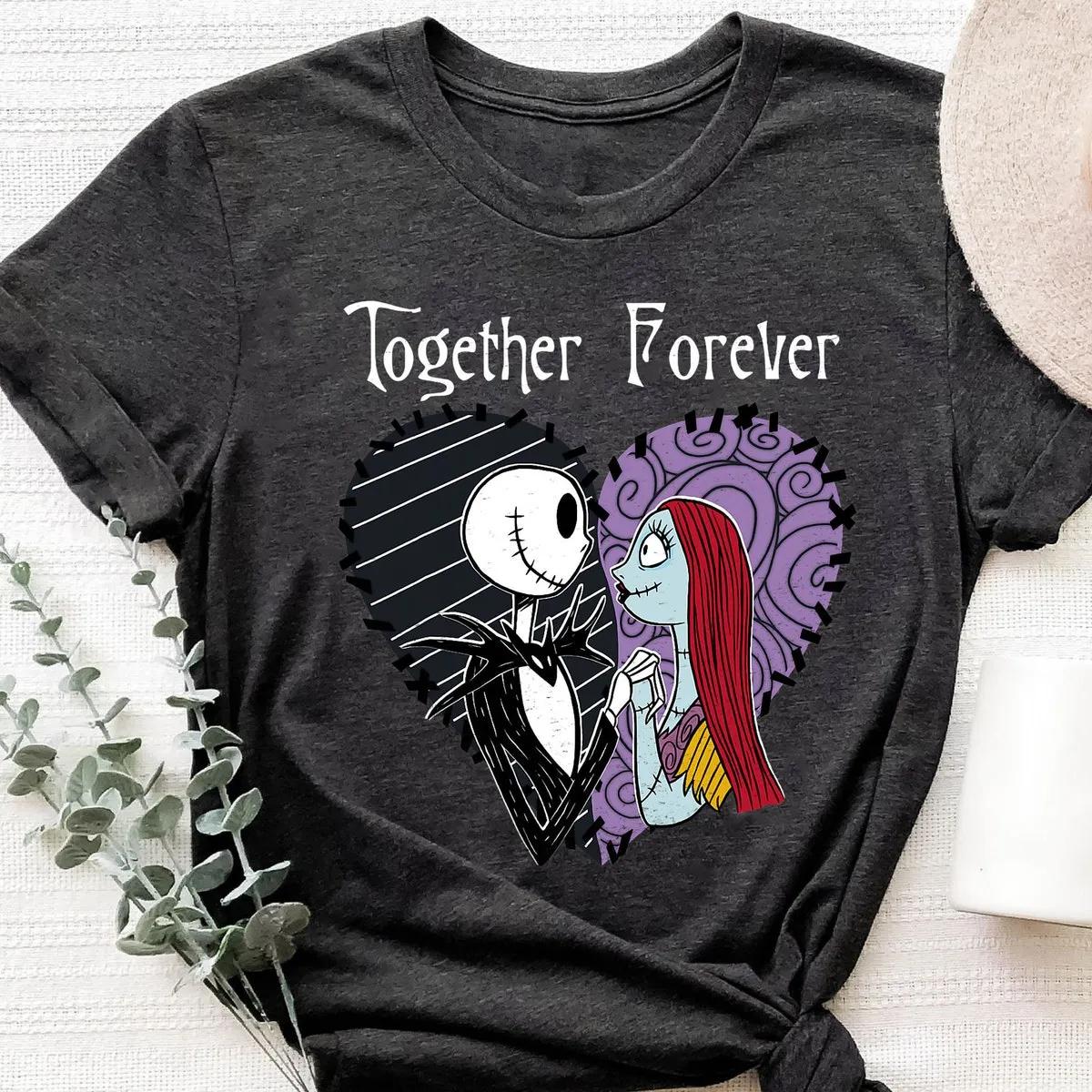 The Nightmare Before Christmas Jack and Sally Together Halloween Shirt 3