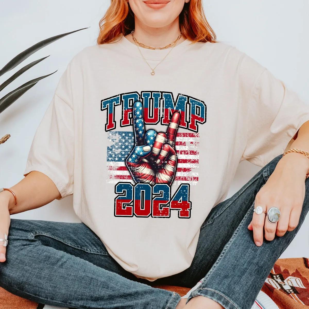 Trump 2024 Election Shirt Patriotic American Flag Tee 1 1