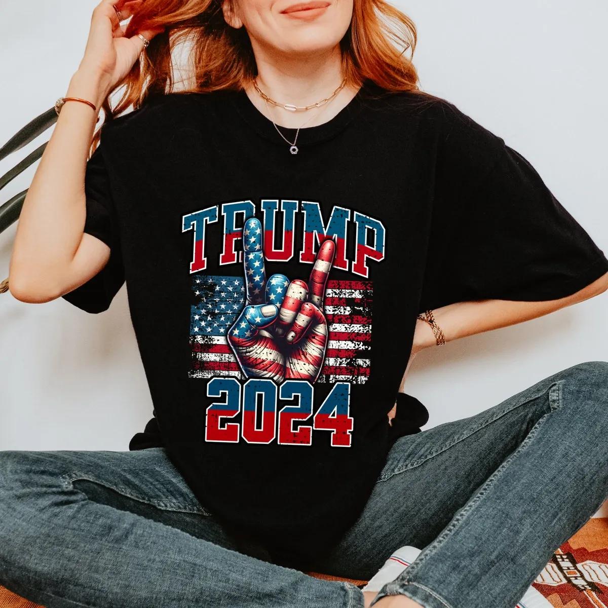 Trump 2024 Election Shirt Patriotic American Flag Tee 3 1