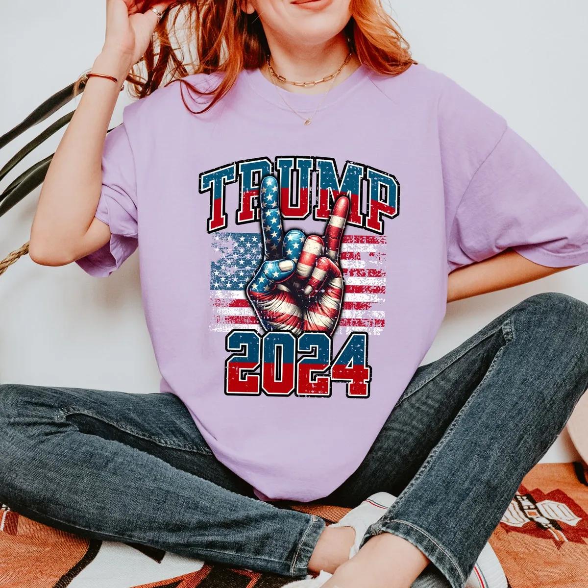 Trump 2024 Election Shirt Patriotic American Flag Tee 4 1