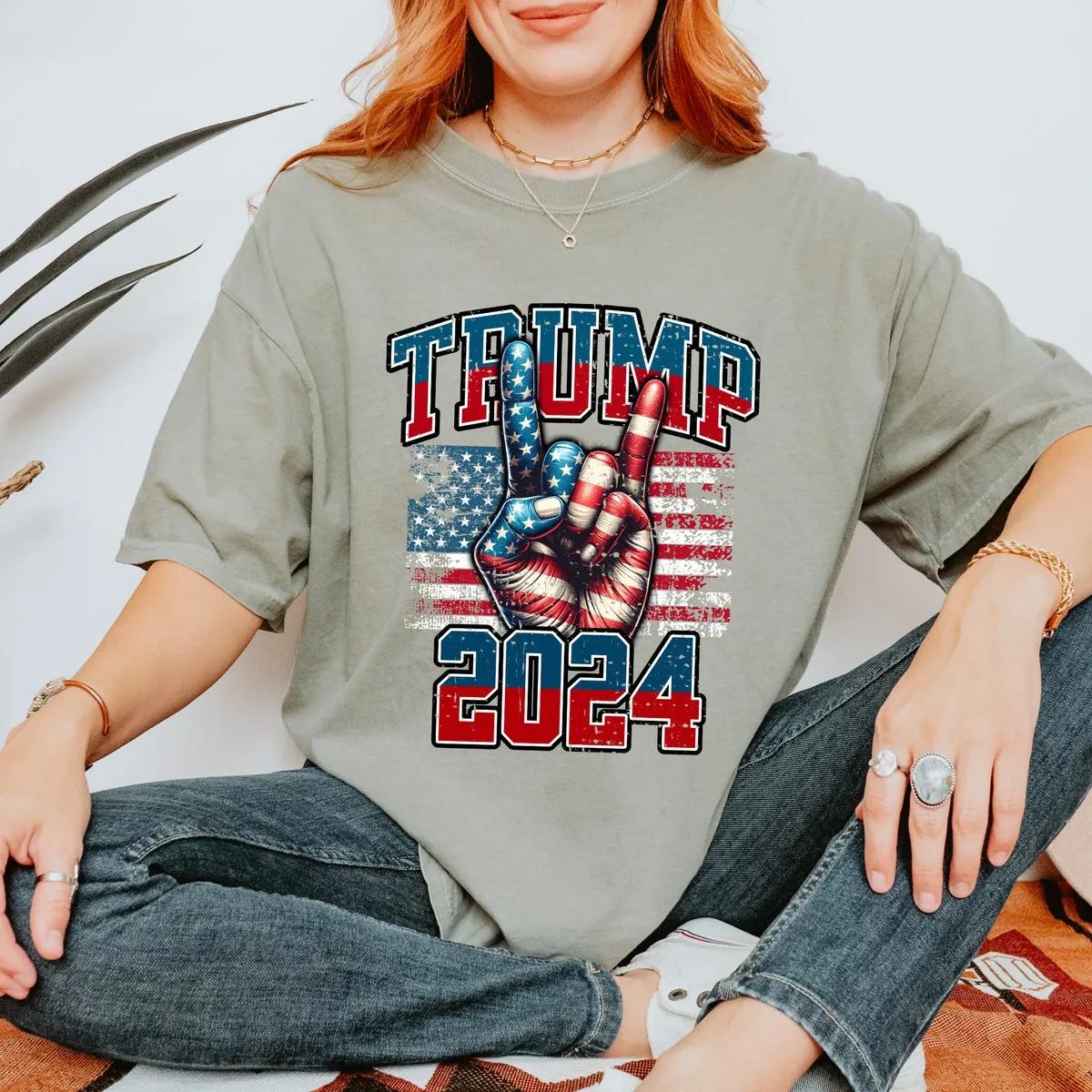 Trump 2024 Election Shirt Patriotic American Flag Tee 5 1