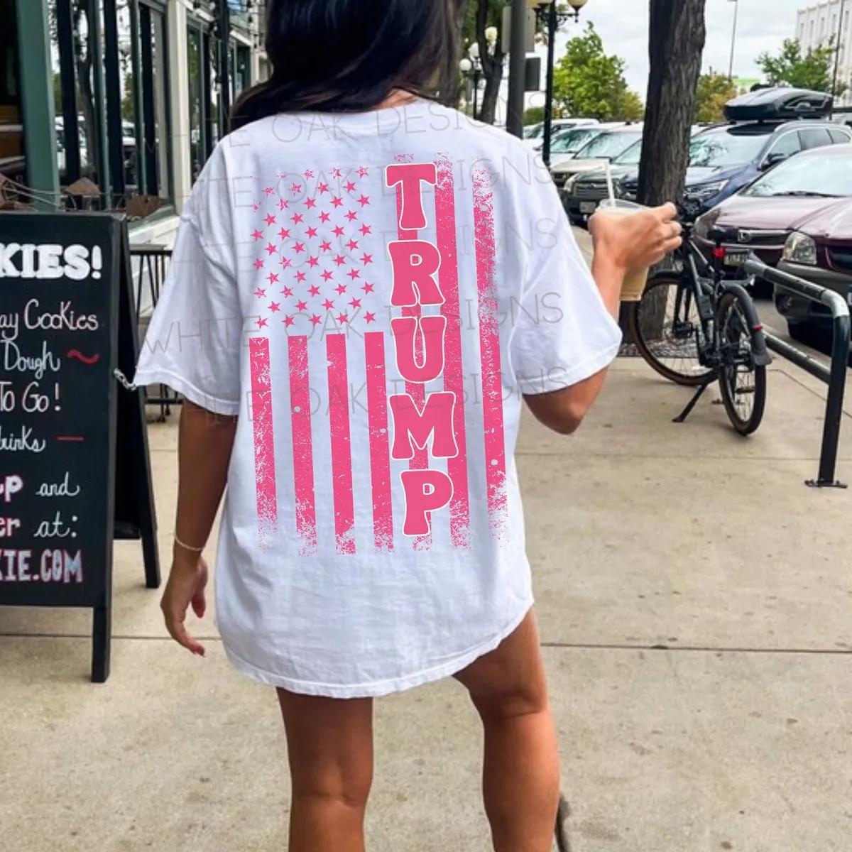 Trump American Flag Pink 45 47 MAGA Shirt 1