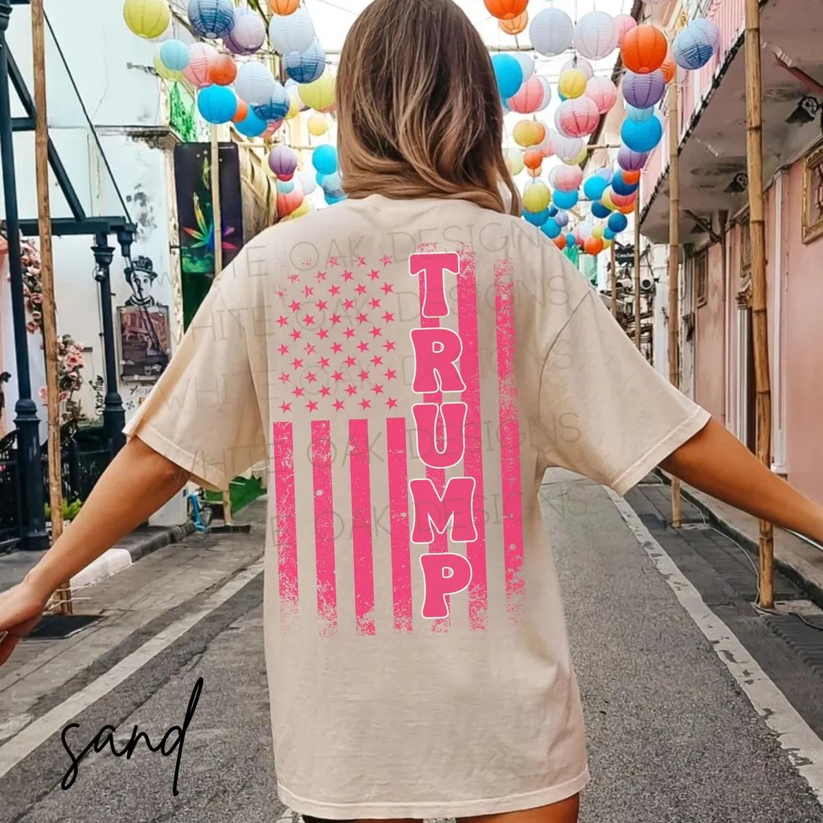 Trump American Flag Pink 45 47 MAGA Shirt 2