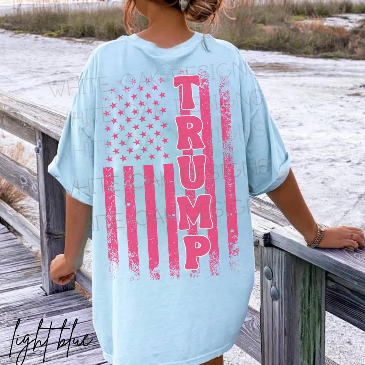 Trump American Flag Pink 45 47 MAGA Shirt 4