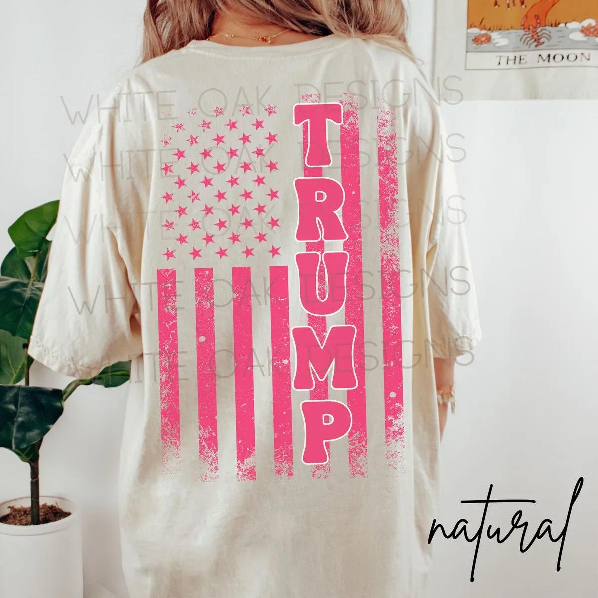 Trump American Flag Pink 45 47 MAGA Shirt 6