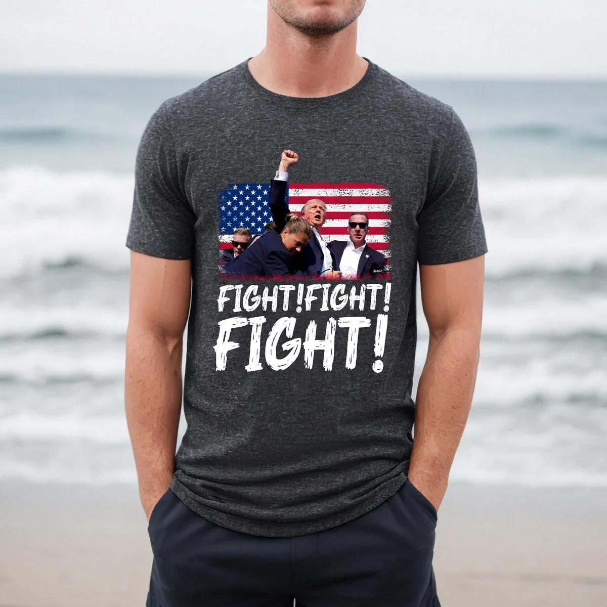 Trump Fight Fight Fight Shirt God Bless Trump Tee 3