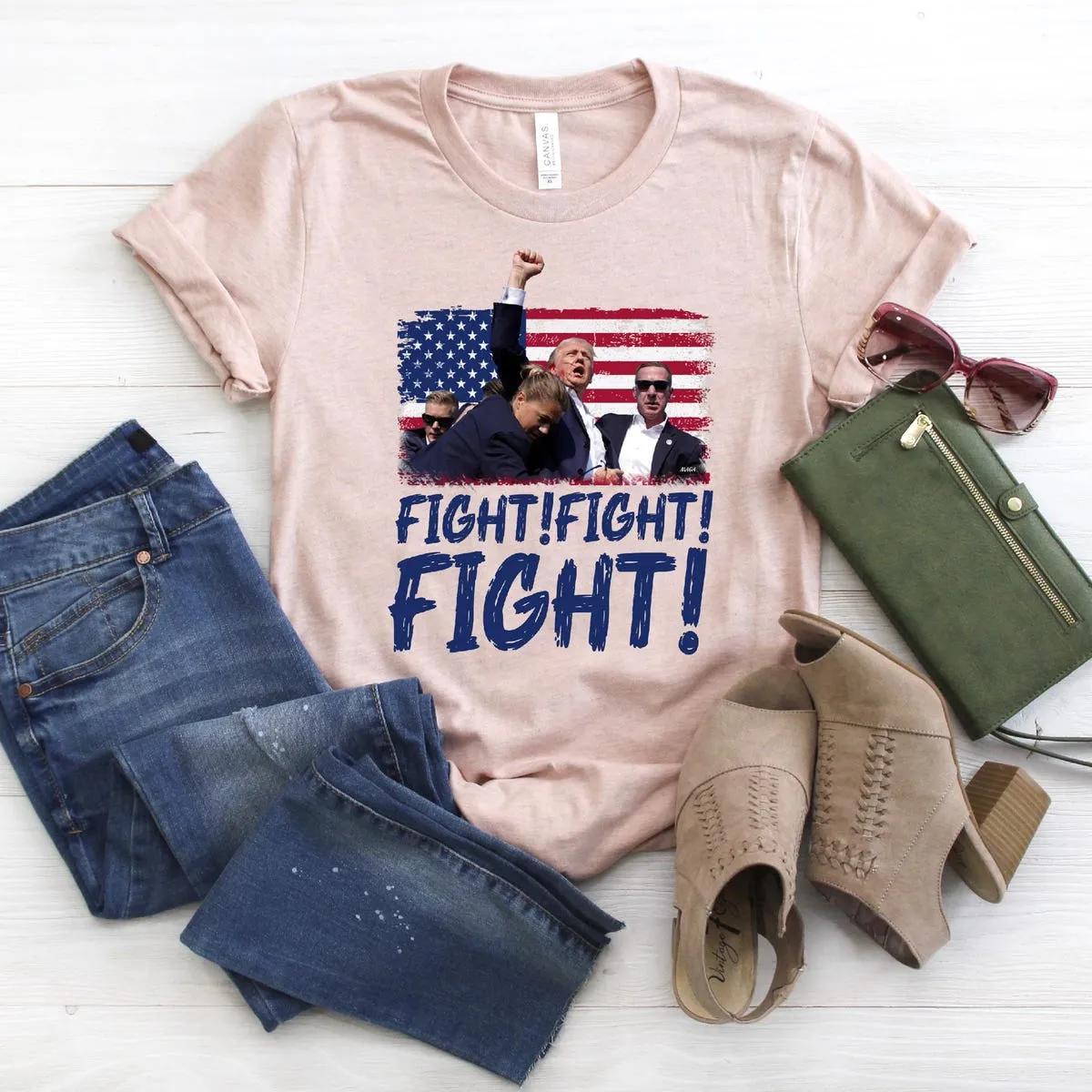 Trump Fight Fight Fight Shirt God Bless Trump Tee 7