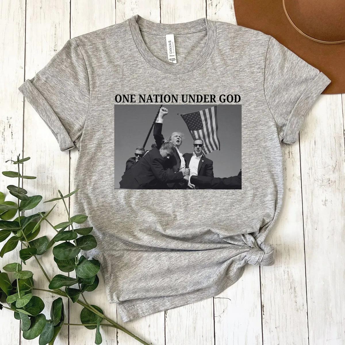 Trump Shot Shirt One Nation Under God Tee 4