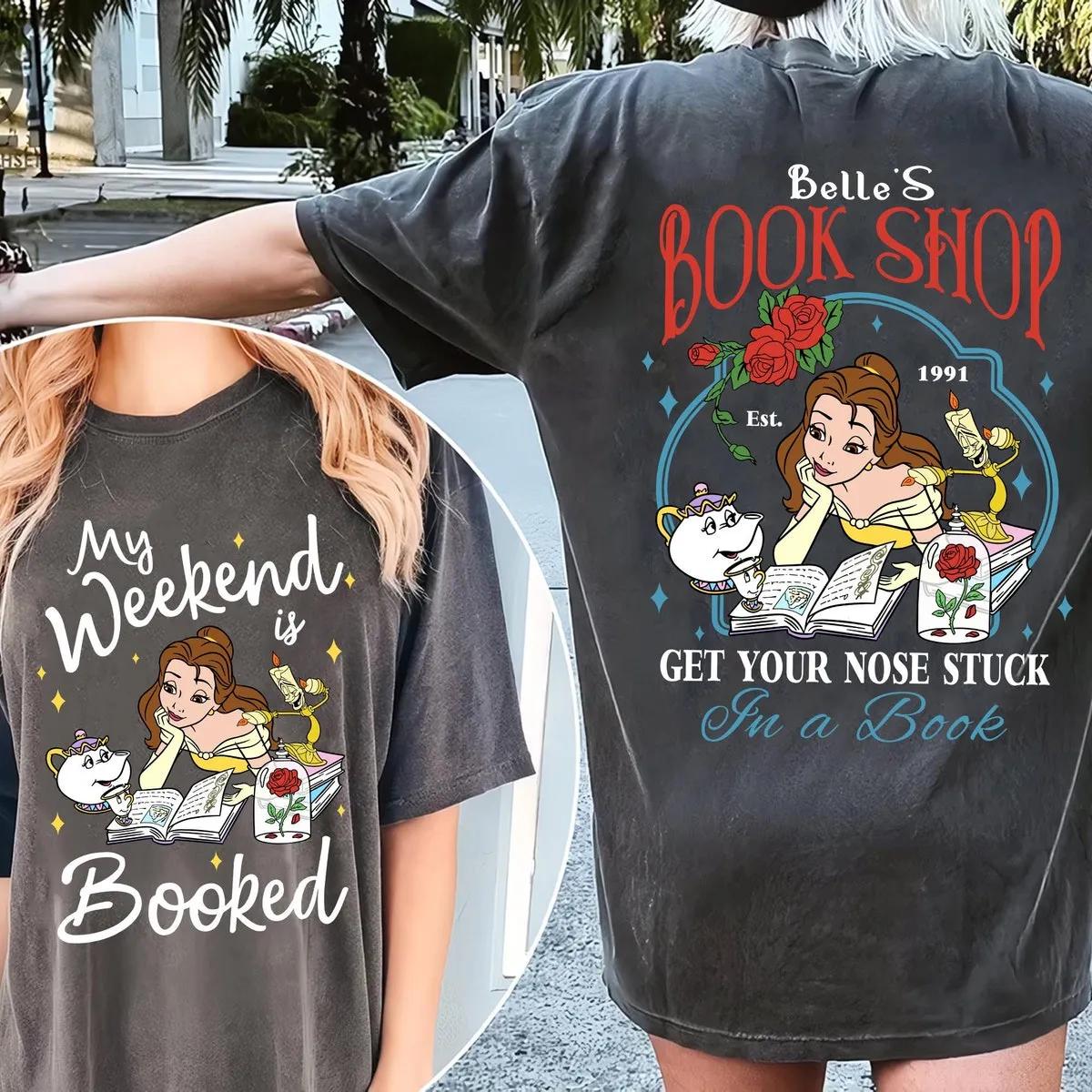 Two Sided Belles Book Shop My Weekend Is Booked Shirt 1