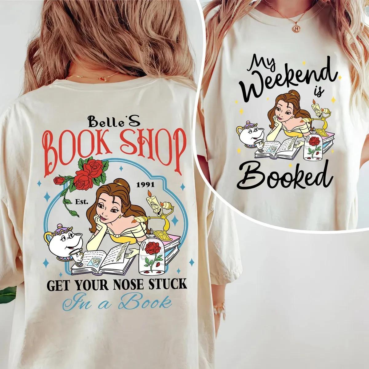 Two Sided Belles Book Shop My Weekend Is Booked Shirt 2