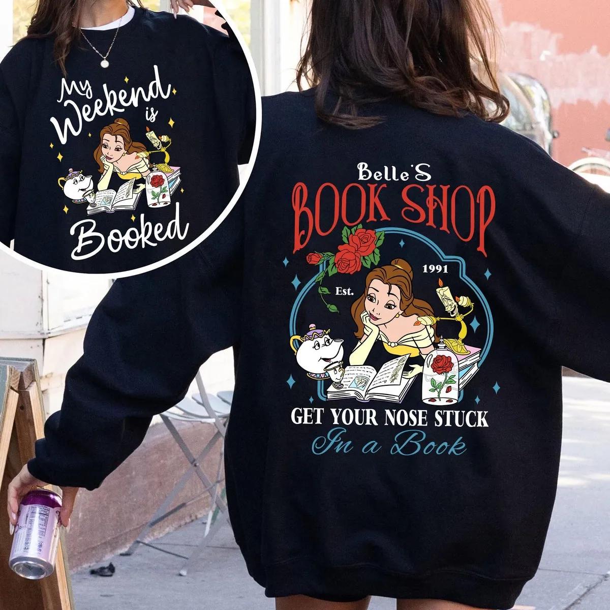 Two Sided Belles Book Shop My Weekend Is Booked Shirt 3