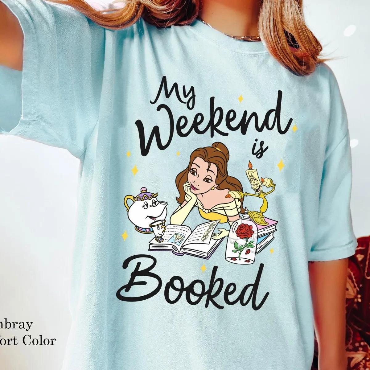 Two Sided Belles Book Shop My Weekend Is Booked Shirt 5