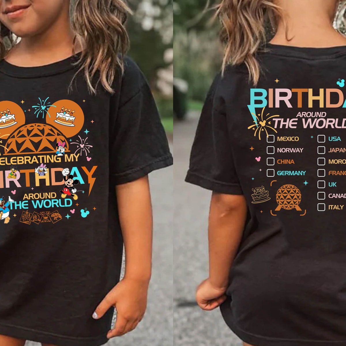 Two Sided Celebrating My Birthday Around The World Shirt 3