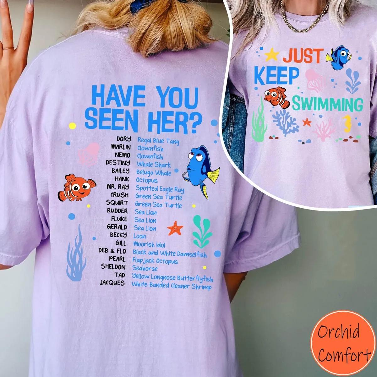 Two Sided Finding Nemo Dory Just Keep Swimming Shirt 2