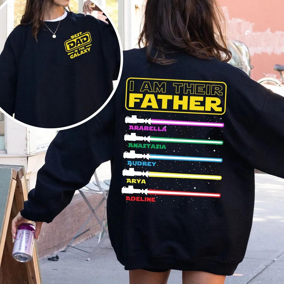 Two Sided I Am Their Father Lightsaber With Custom Kid Name Shirt 4