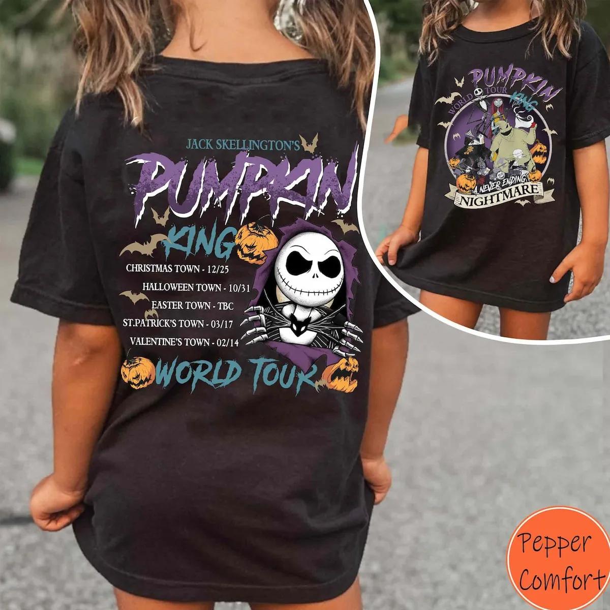 Two Sided Jack Skellington Pumpkin King World Tour Shirt 1