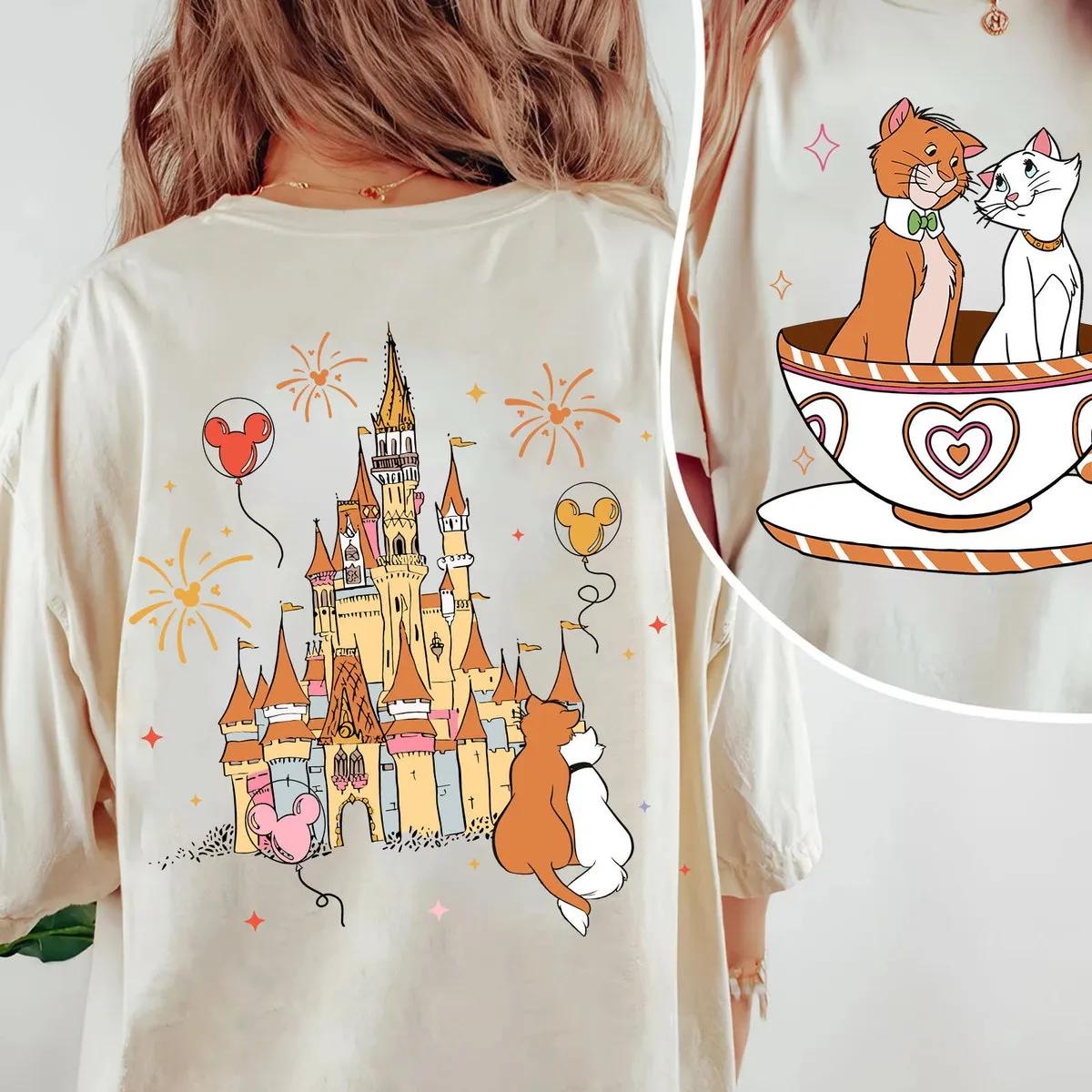 Two Sided The Aristocats Duchess and Thomas Mad Tea Party Shirt 2