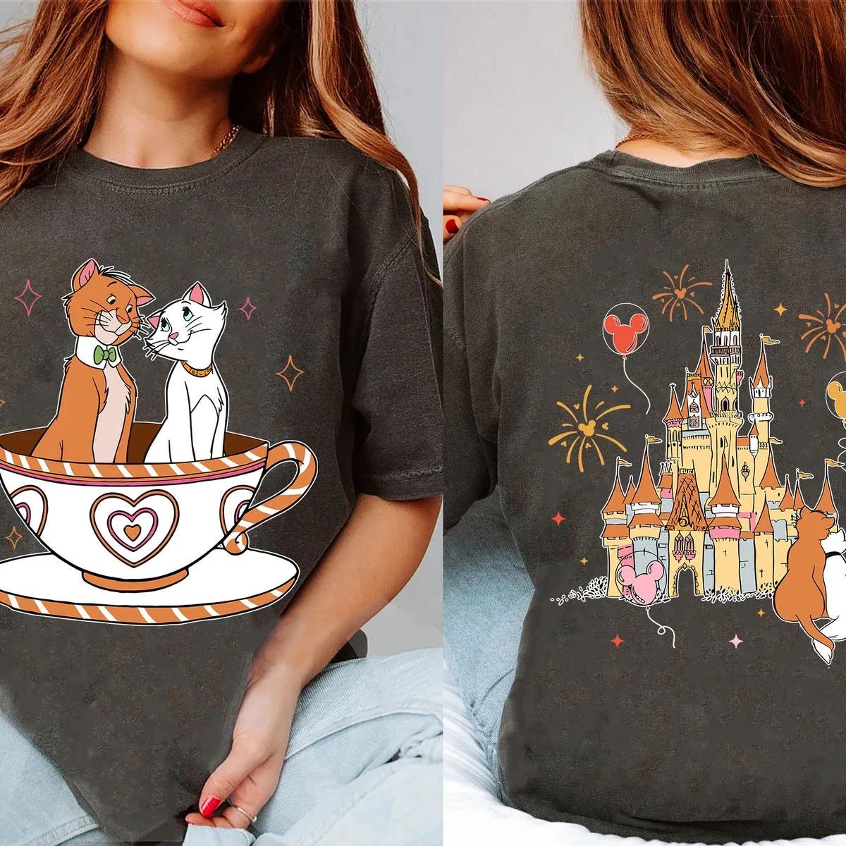 Two Sided The Aristocats Duchess and Thomas Mad Tea Party Shirt 3