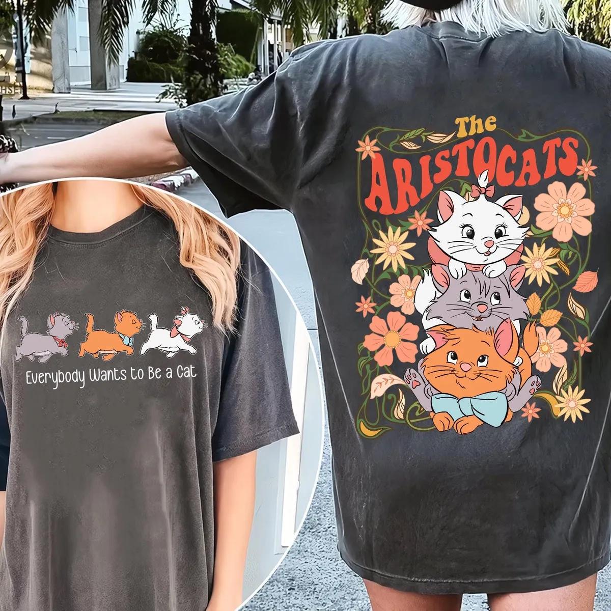 Two Sided The Aristocats Floral Flower Shirt 1