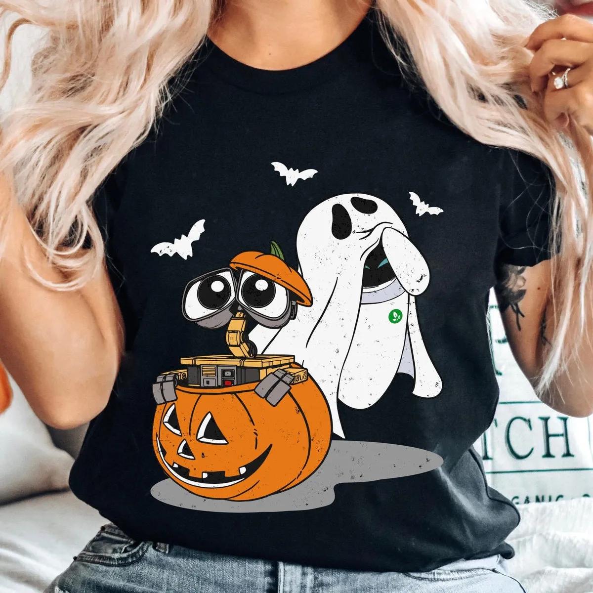 Wall E And Eve Pumpkin Boo Ghost Shirt 1